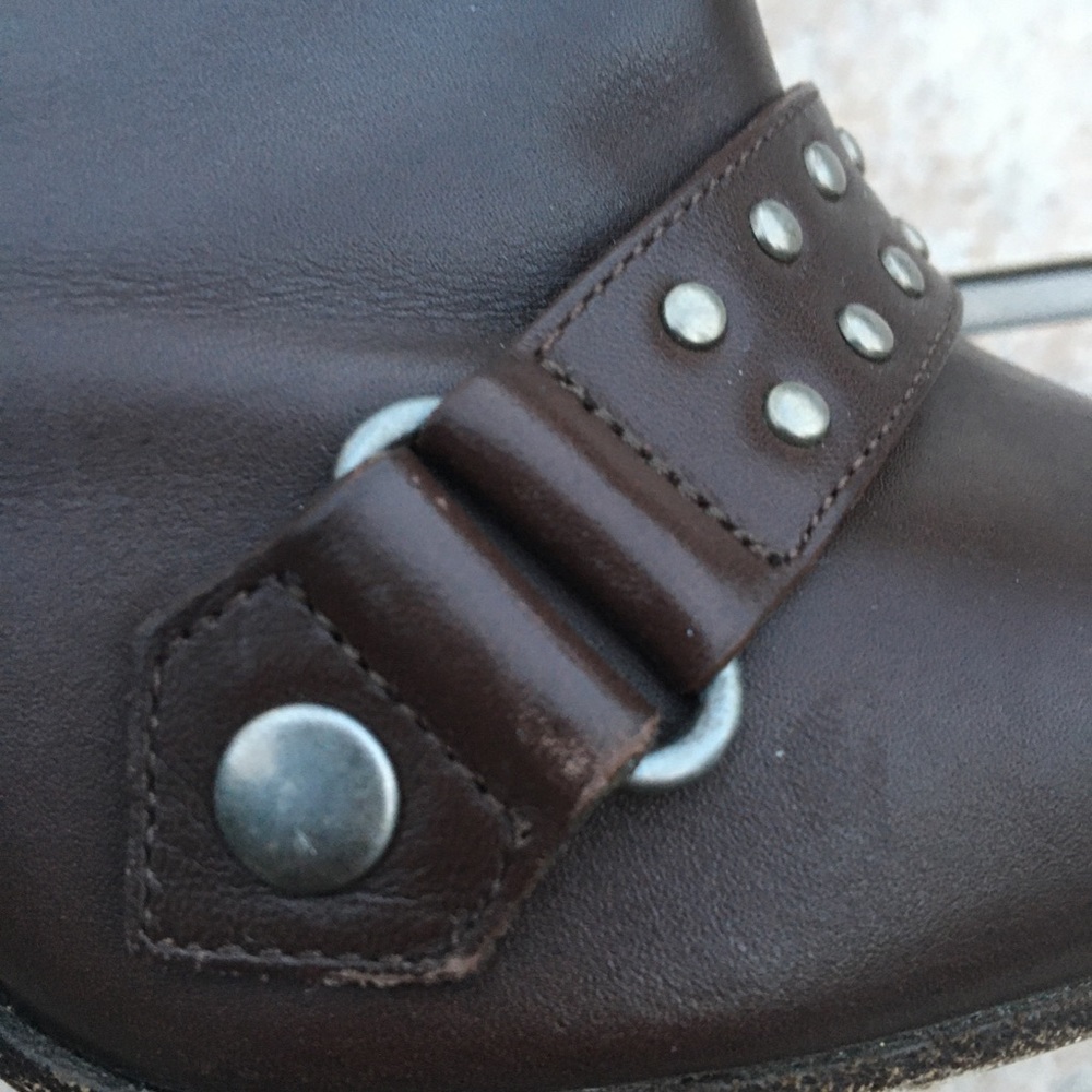 Sergio Rossi brown leather studded heeled boots 38 - Picture 8 of 14